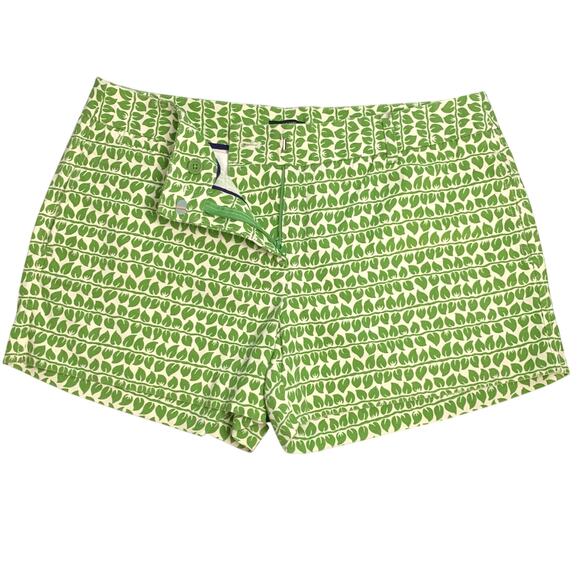 J. Crew Green Leaf Print City Fit Shorts Size 10 - Picture 3 of 5